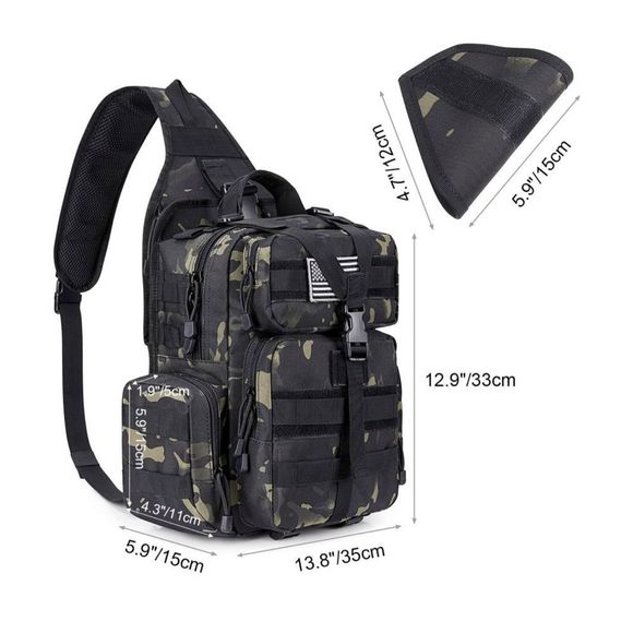 Tactical EDC Sling Bag Backpack with Pistol Holster Military Shoulder Backpack - Picture 3 of 11